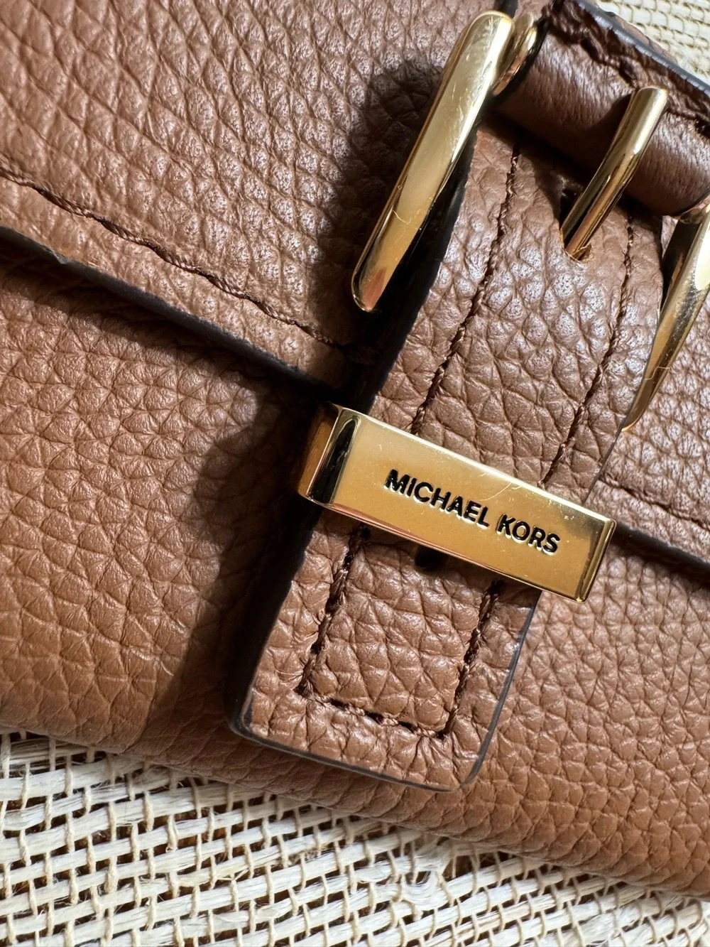 Michael Kors Nolita Flap Trifold Brown Leather Wallet NWT